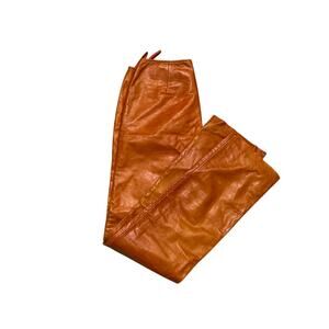 Hugo Buscati Collection Leather Pants Women’s 8 Tall Burnt Orange  32" Inseam